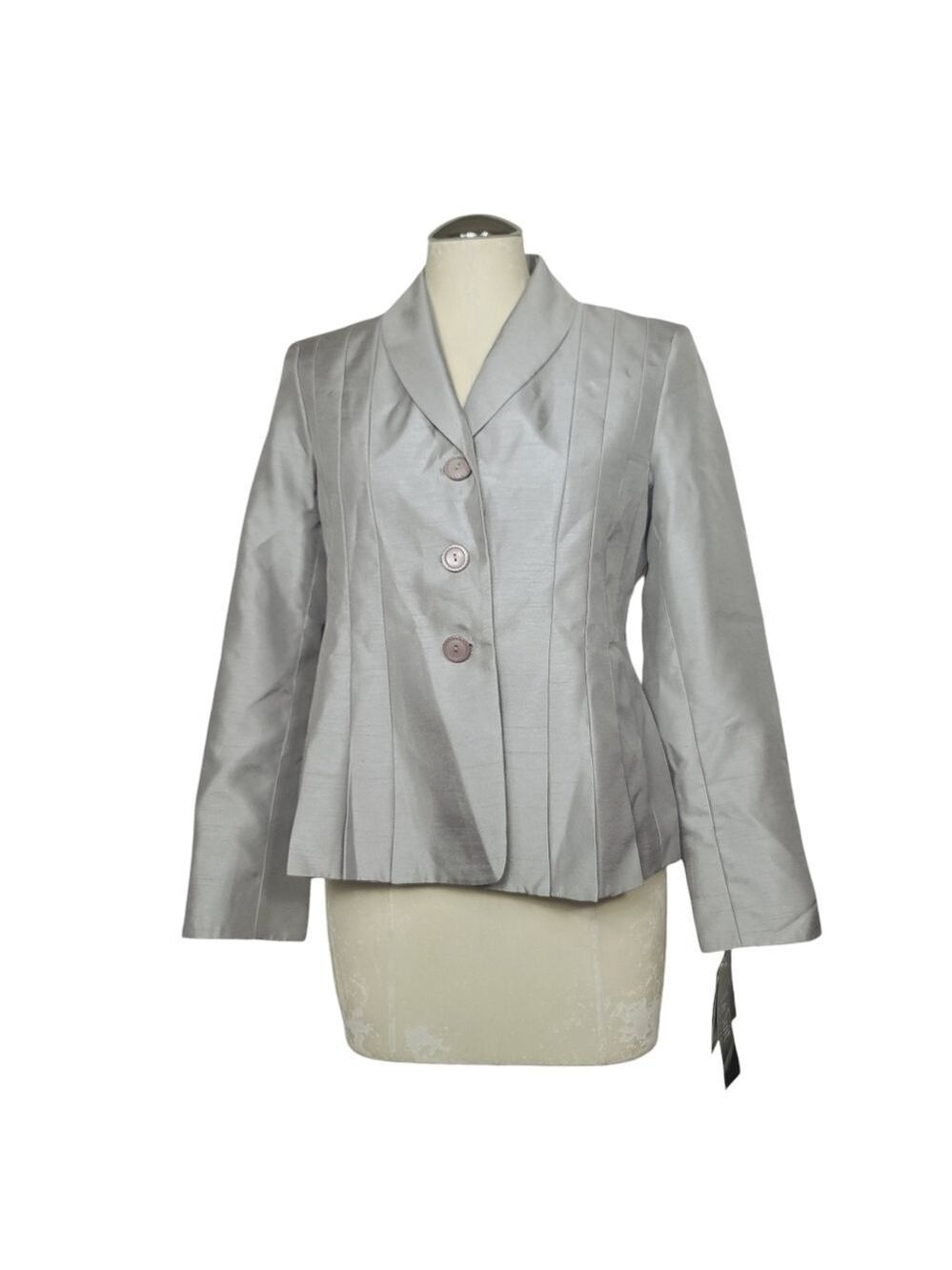 NWT Le Suit Garden Grove Silver Blazer 6P